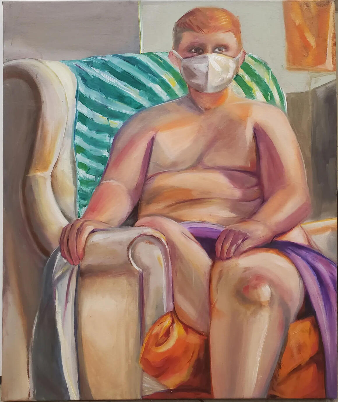 A live model oil painting